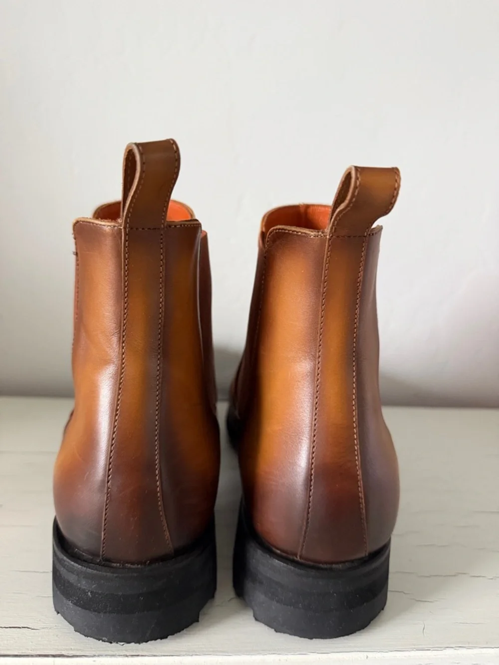 Stitched Leather Alby Chelsea Boots Brown Goodyear Welt Men’s Size 11